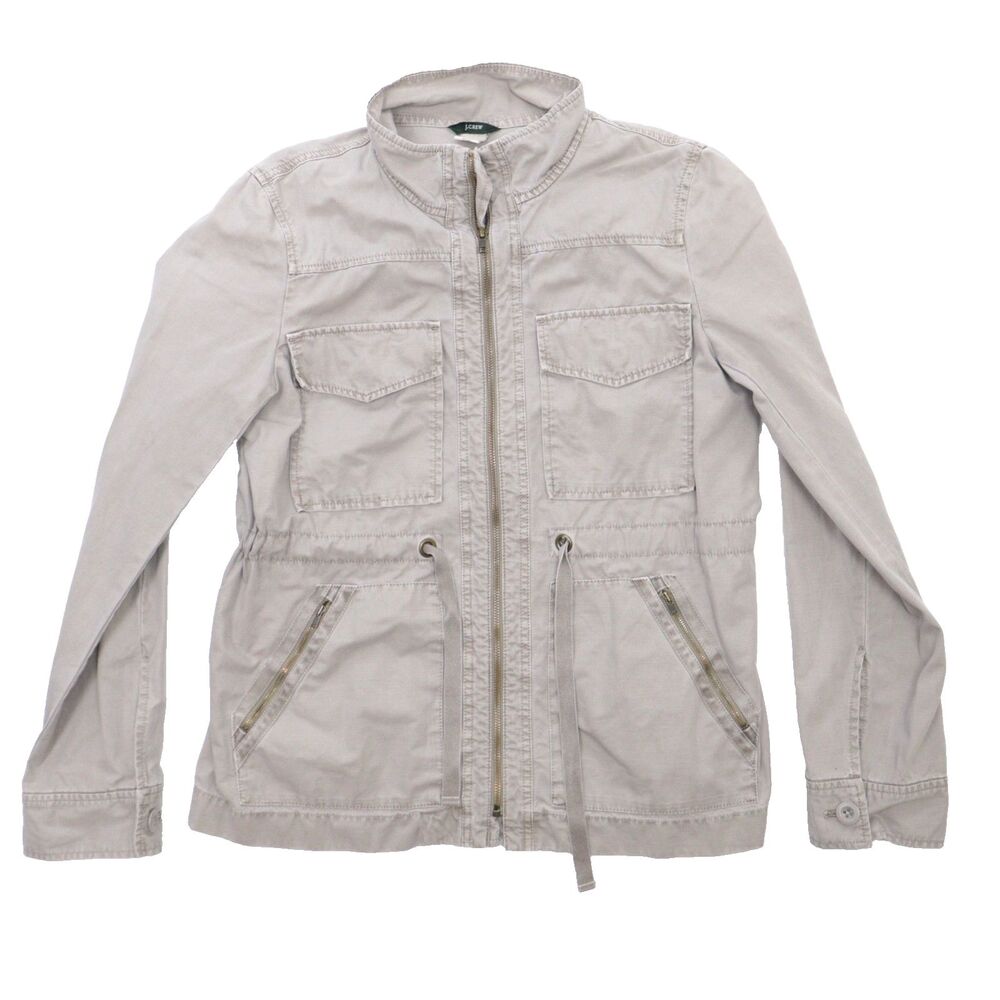 J Crew Women's Jacket Gray Full Zip Field Hiking Gorpcore Outdoors Cinch Waist
